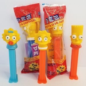 PEZ Vintage 5pc 90s Lot- The Simpsons- Homer- Bart (X2)- Lisa- Maggie- Some NEW!